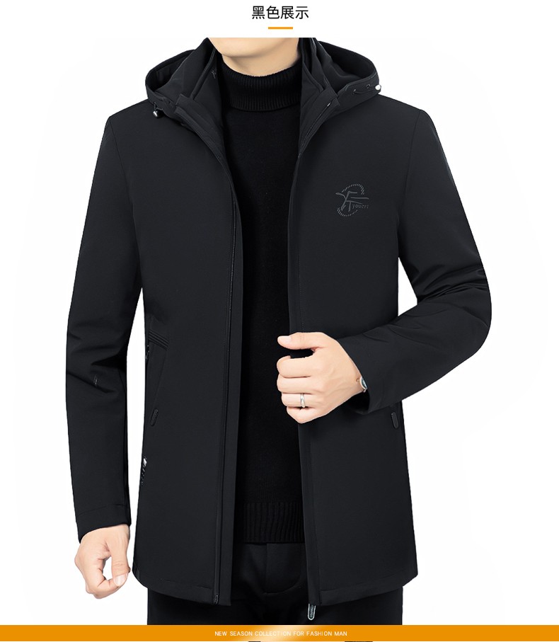 服男中长款可拆内胆活里活面中年男装加厚男外套爸爸冬装男士羽绒服