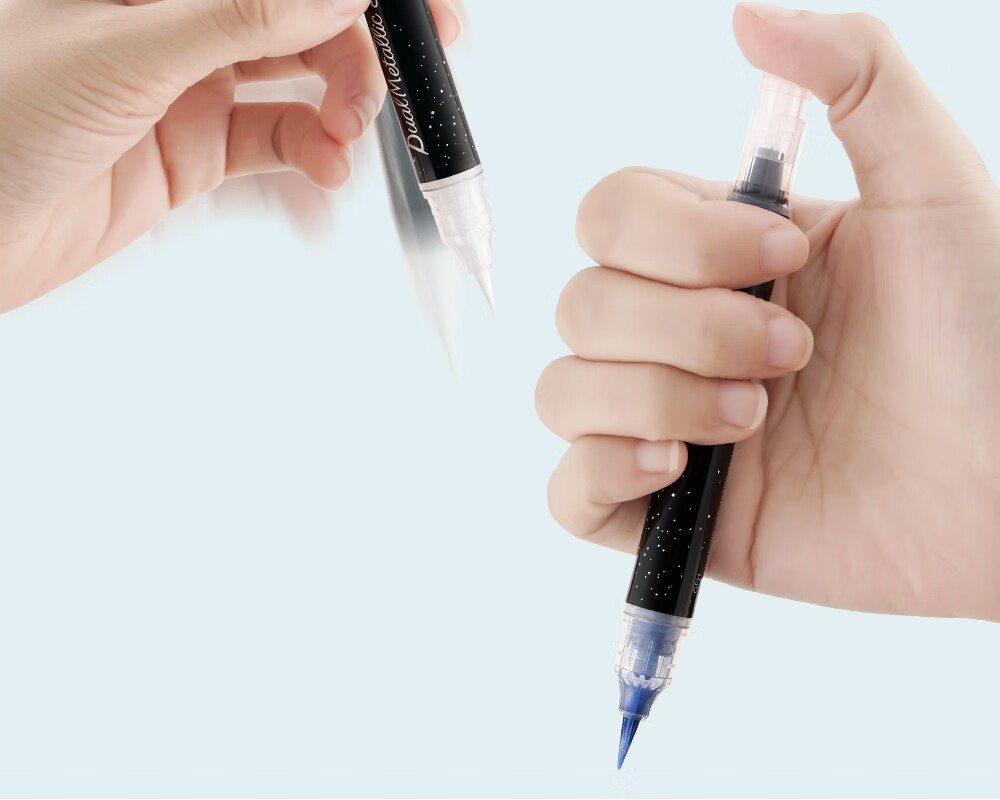 日本pentel派通金属色蝴蝶软头小楷毛笔彩色闪粉brush软笔便携勾线笔