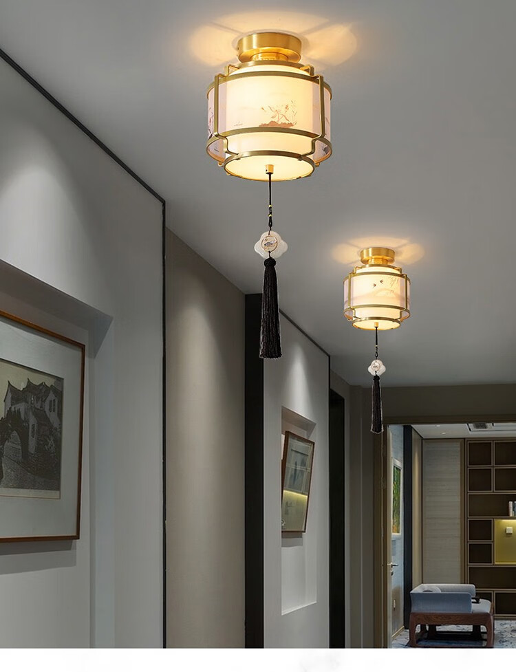 嘉致亮新中式全铜过道走廊灯亮超亮仿古入户阳台玄关中国风别墅酒店