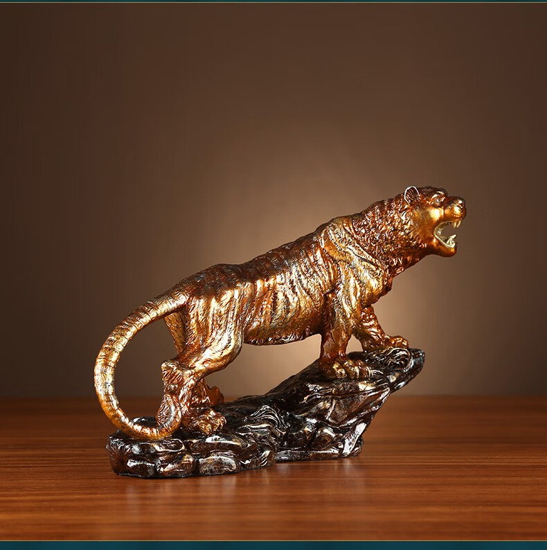 高升家居装饰品客厅书房老板办公室工艺品摆件过年送礼上山虎长30cm