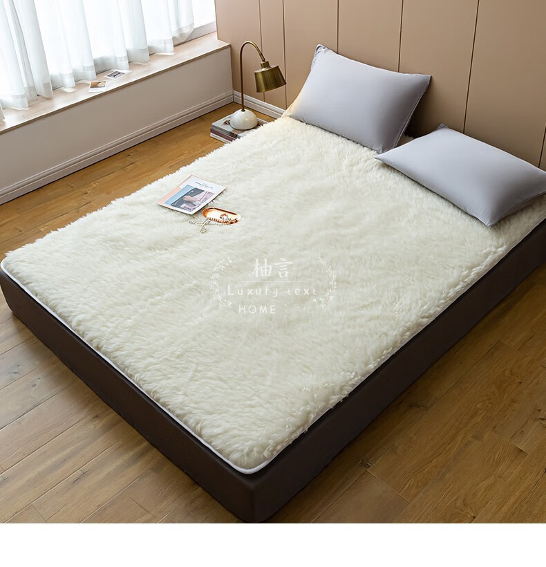 柚言 澳洲羊毛床垫加厚保暖冬季天双人毛绒羊羔绒毯软床褥垫被毡子