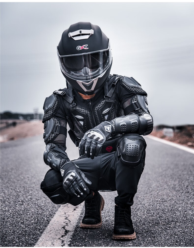 越野摩托车护甲衣服骑士骑行赛车防摔衣防摔裤套装服护胸护具盔甲黑色