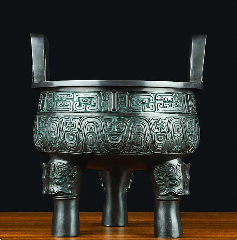 匠魂黄铜克鼎仿青铜器鼎工艺品现代新中式客厅办公室装饰品鼎盛时尚