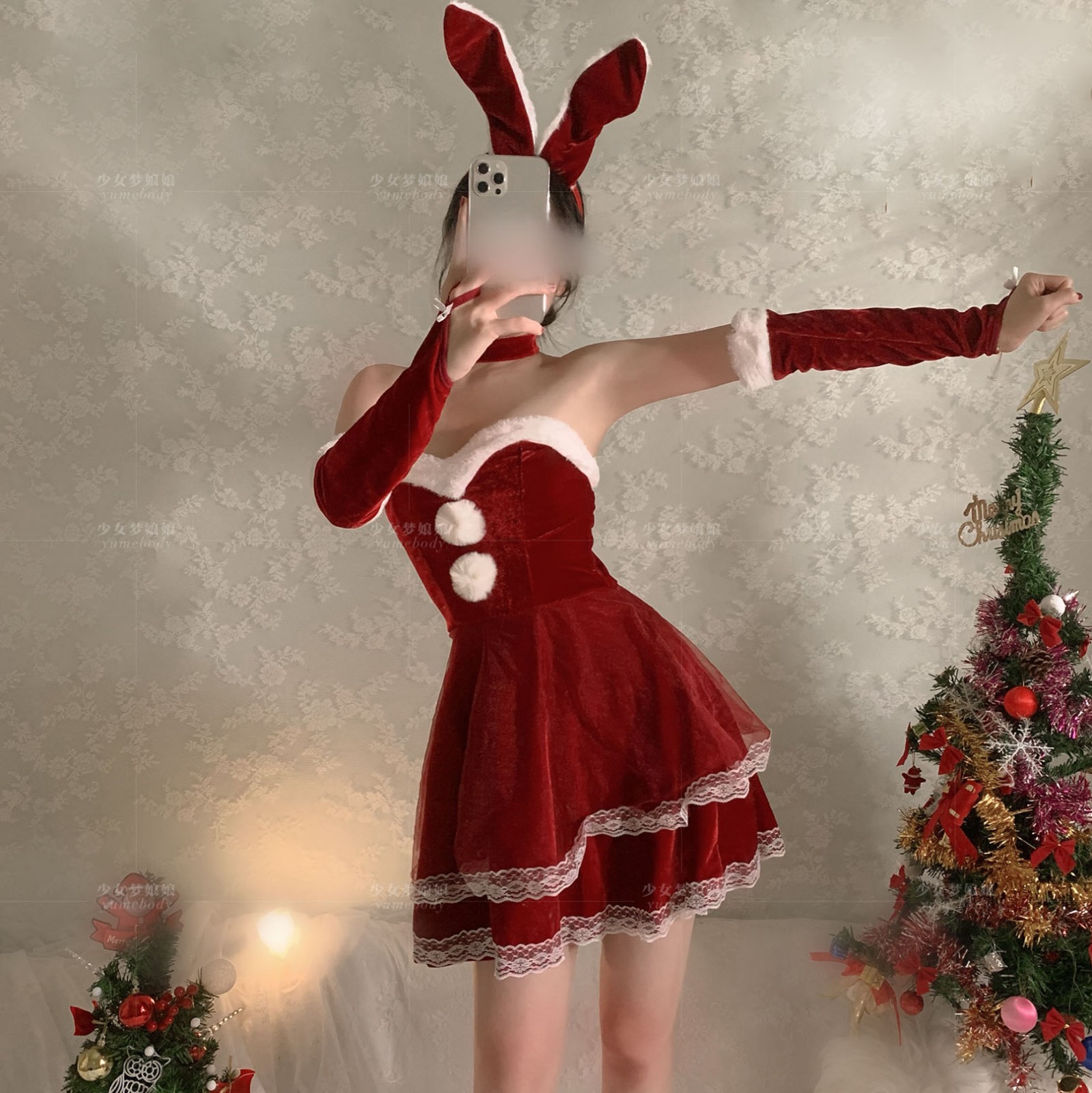 赫搏2021抖音网红圣诞cos圣诞裙子套装性感礼物服装圣诞节新年元旦