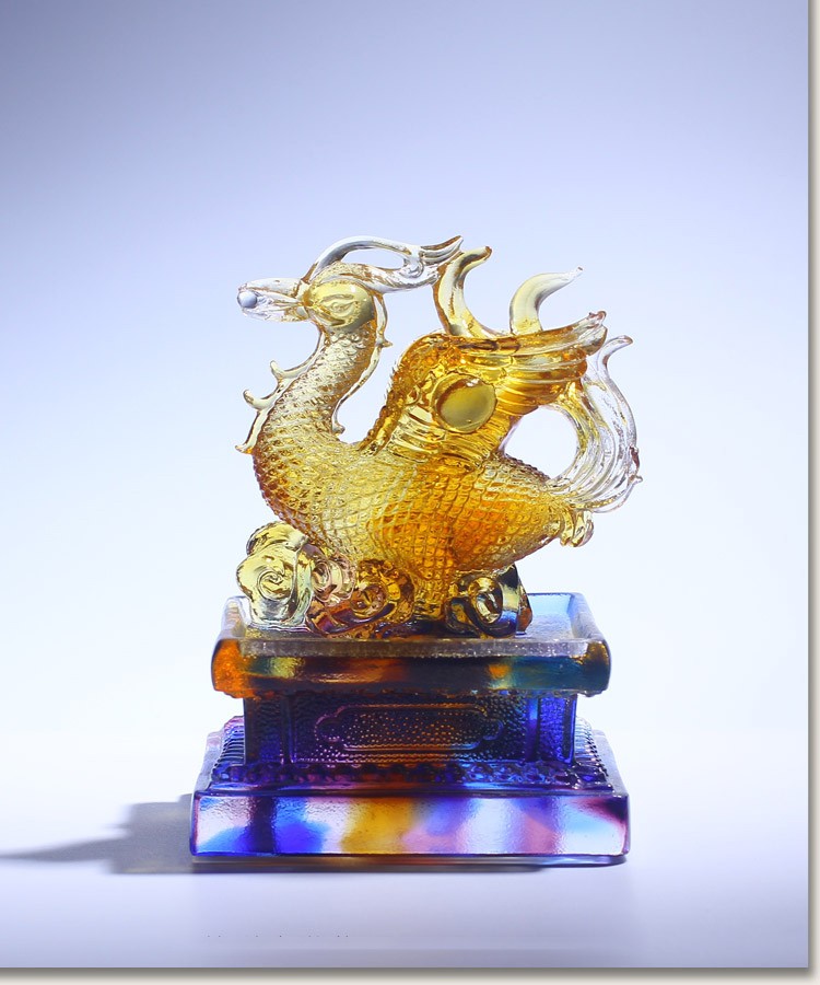 弘才 琉璃工艺品四神兽摆件青龙白虎朱雀玄武风水招财摆设客厅财位