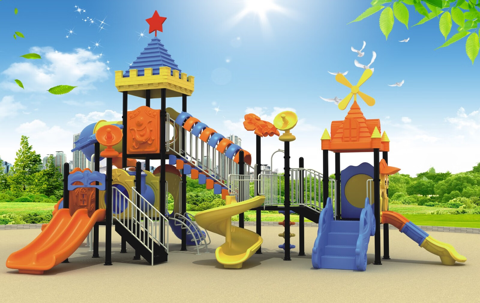 幼儿园户外大型滑梯秋千组合玩具小区室外儿童游乐设施设备家用76管