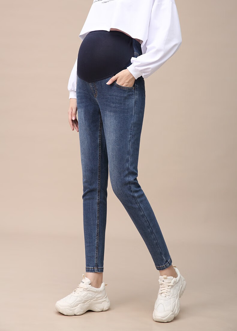 猫人孕妇裤子春秋牛仔裤冬季外穿加绒加厚托腹女冬小脚打底裤冬装1069