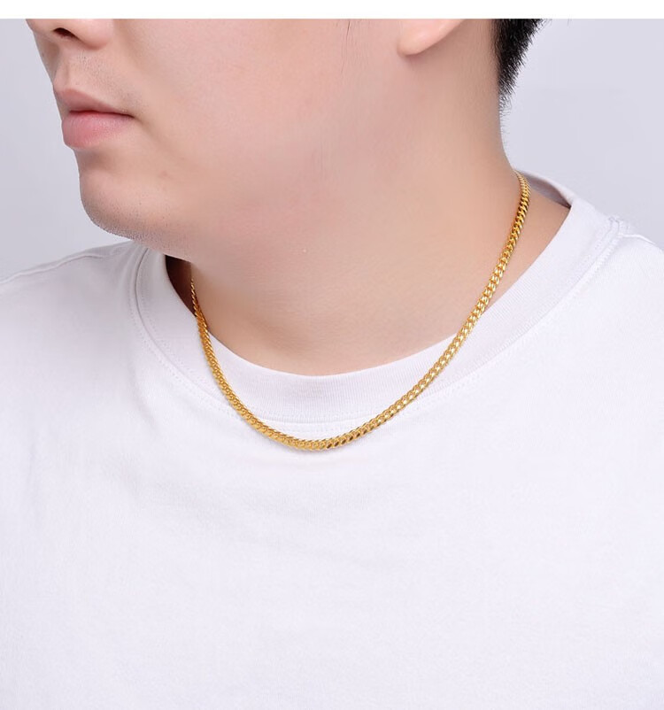 hafilo和富隆黄金项链男士侧身链999足金5g纯金素链粗50厘米女款中性