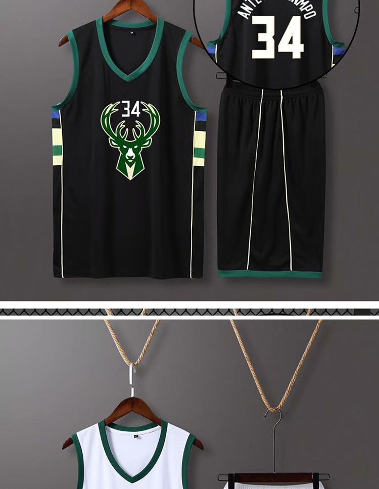 闪影运动雄鹿队球衣定制蓝球服套装男士34号字母哥11号洛佩斯球衣初中