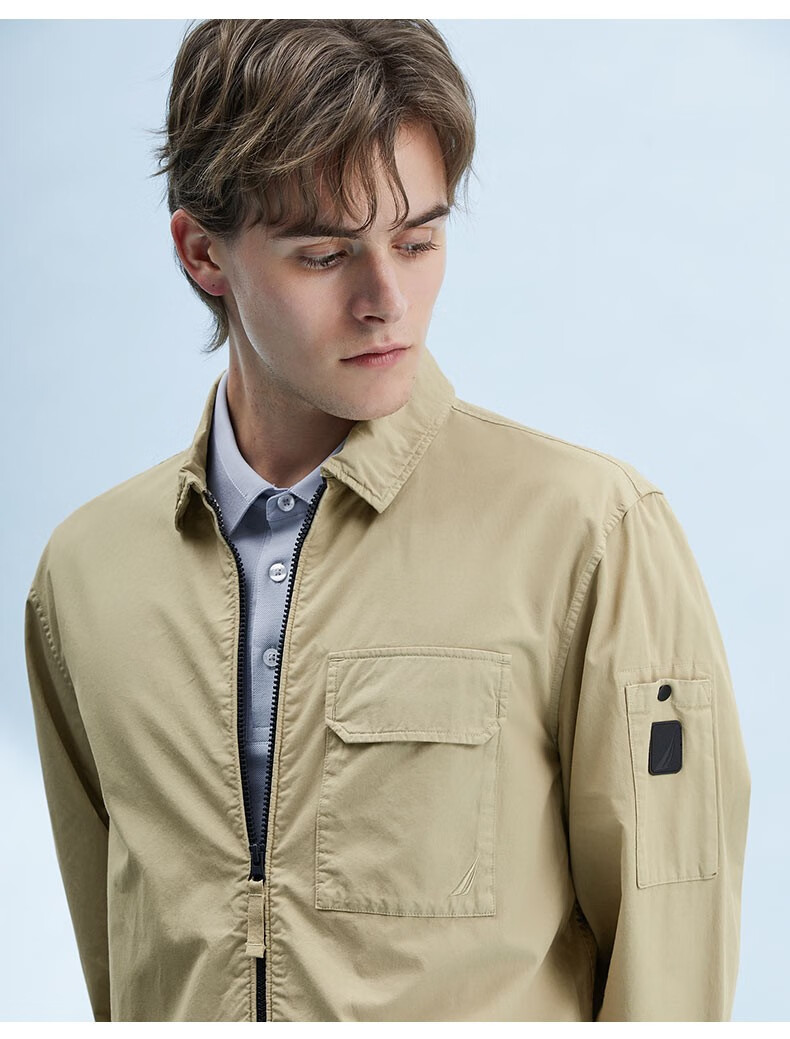 22春夏新款商务休闲纯棉微皱复古时髦长袖衬衫男jc21072mt卡其色221s