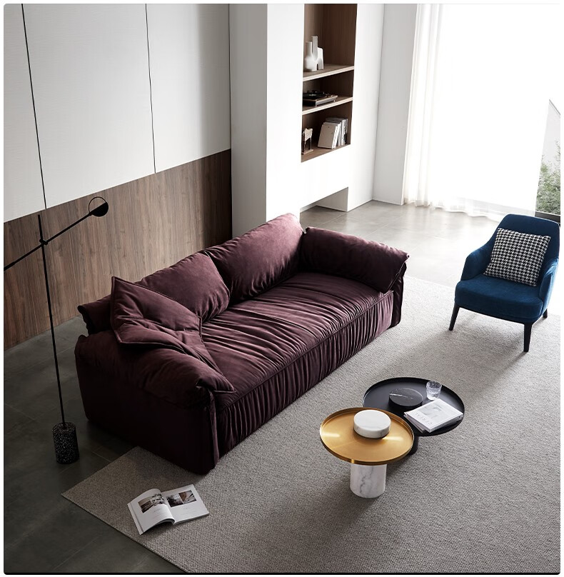 圣西梵意式极简沙发大象耳朵baxter羽绒布艺客厅三人位现代轻奢双人直