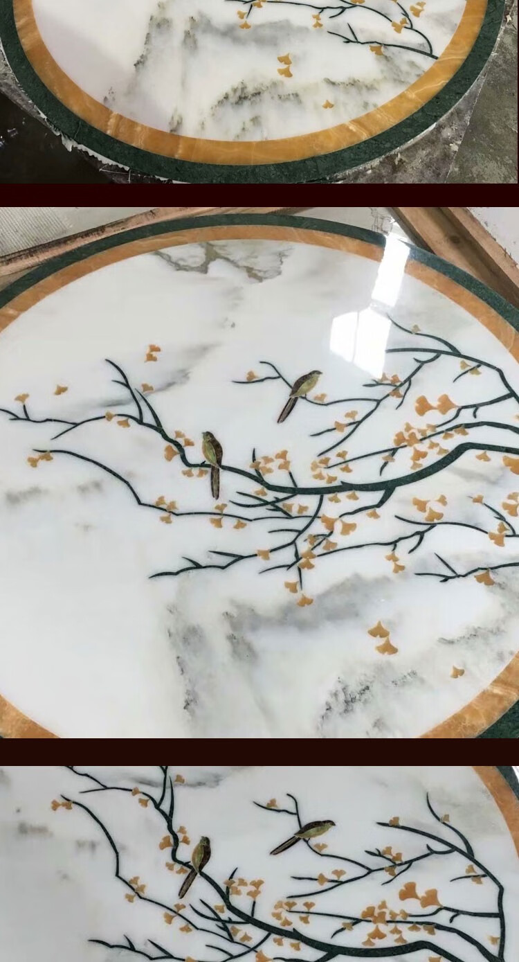 天然石材大理石现代简约水刀拼花地砖客厅石材过道玄关画