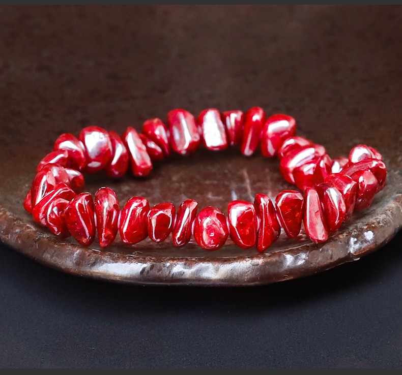 皇家天选天然原石朱砂手串精品透光原矿打磨随形手链本命年男女重量69