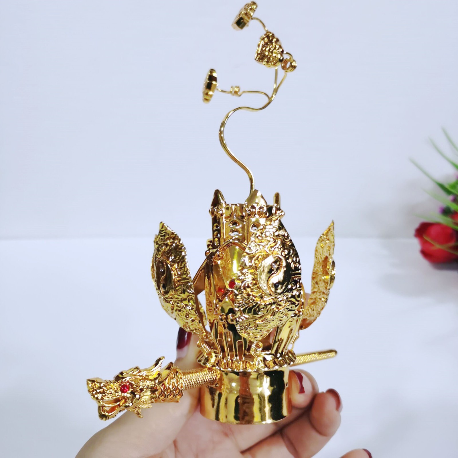 罗诗玛诺礼品道教用品道帽道冠高功六角帽合金太极莲