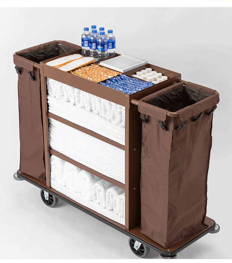 酒店布草车客房用服务车宾馆工作车打扫清洁车不锈钢手推车保洁车单边