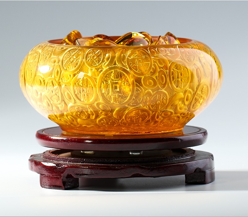 承韵尚樽vhunszon玄关摆件琉璃聚宝盆摆件招财桌面装饰品中式新中式