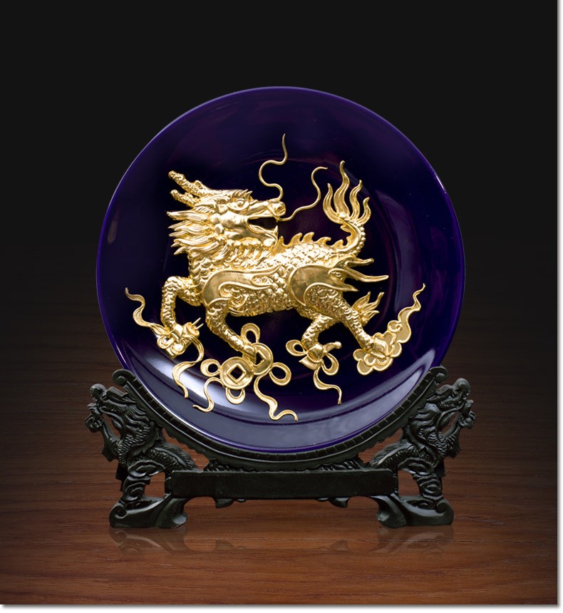 天藏麒麟摆件金箔工艺品客厅办公室装饰店铺生意兴隆摆件开业礼品