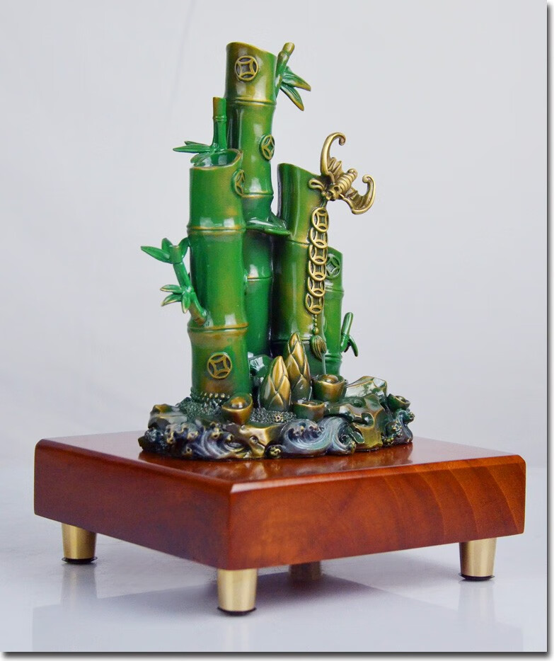 裕尚礼纯铜竹报平安财富节节高竹子摆件工艺品客厅酒柜书房办公室装饰