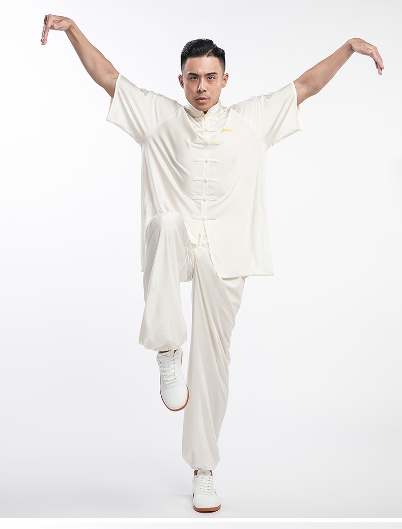 李宁(li-ning)太极服 夏季新款短袖武术服清凉透气专业比赛表演服太极