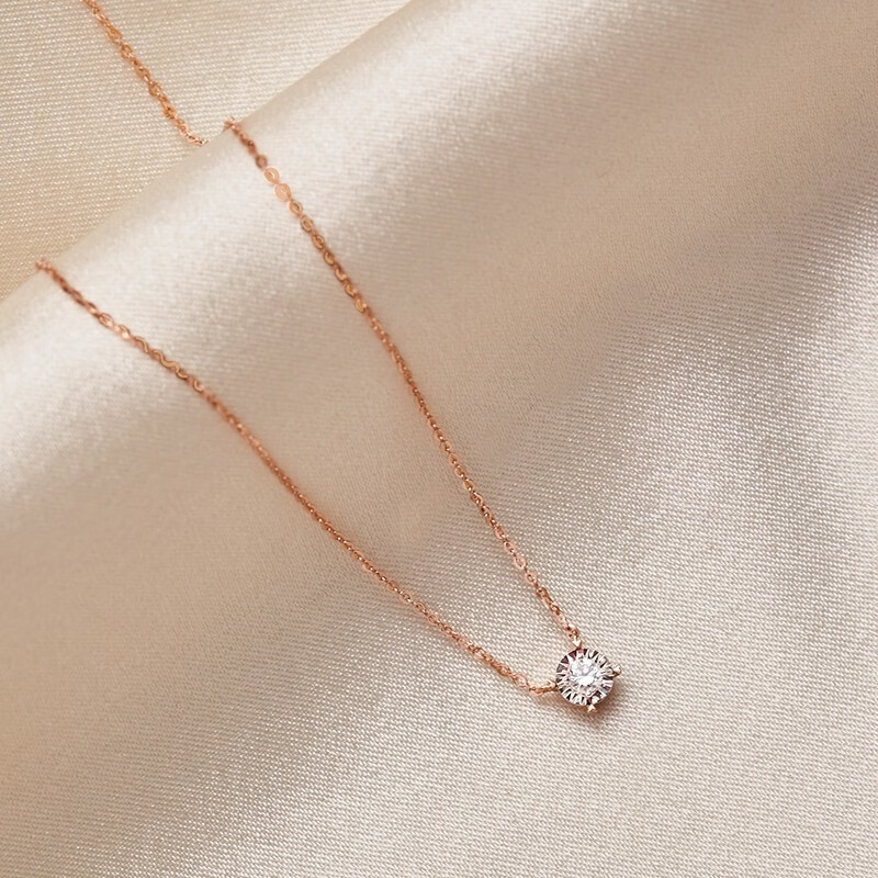 venti 梵迪18k彩金钻石项链女 轻奢显钻锁骨链 镶嵌颈链 高级感 链长