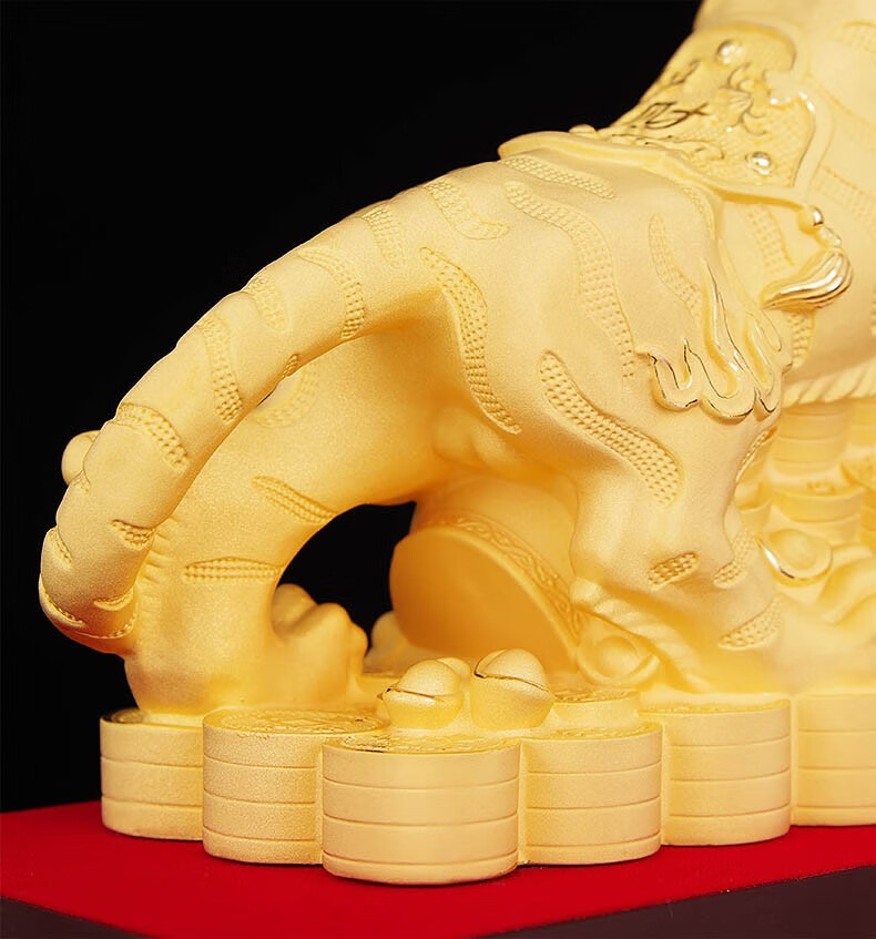 宫藏绒沙金老虎摆件创意生肖虎金虎家居装饰品客厅办公室高档桌面摆设