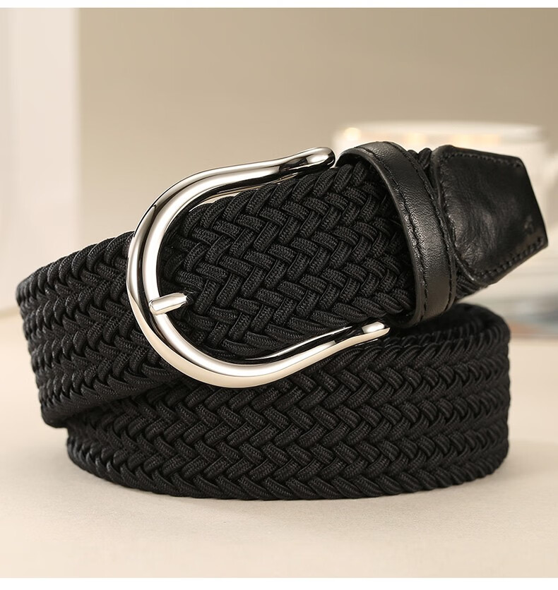 卡普森kapusen品牌奢侈品男士腰带时尚编织无孔弹力针扣高尔夫皮带男