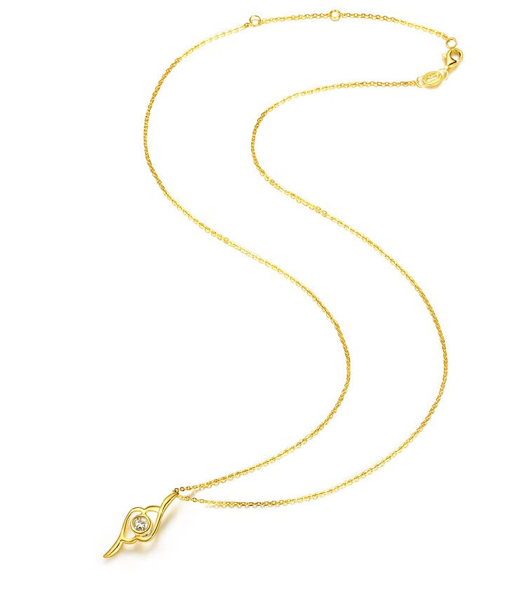 纪诗哲丘比特黄金项链女999足金吊坠时尚首饰锁骨链520情人节生日礼物