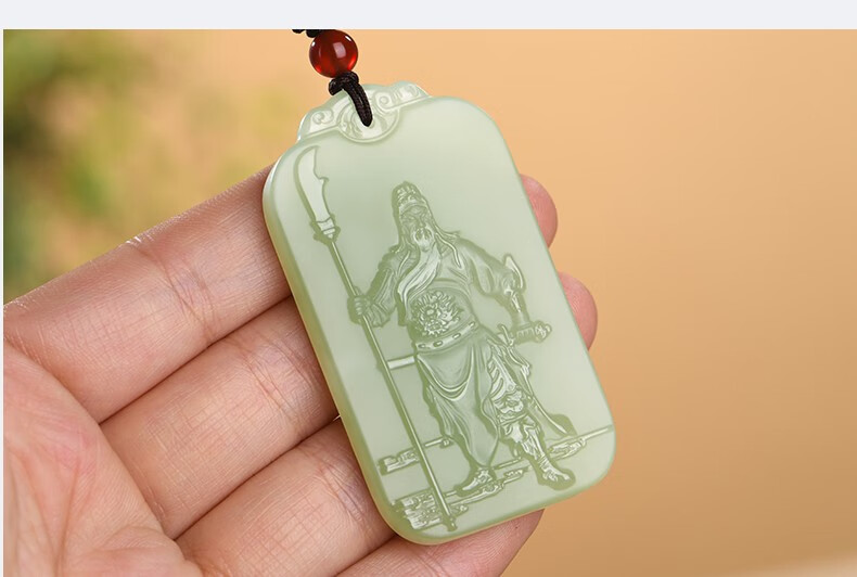 618礼物 润玉瑶 和田玉关公玉吊坠 武财神玉吊坠男士款玉坠玉石玉挂坠