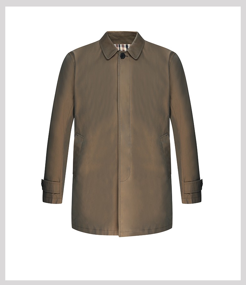 aquascutum/雅格狮丹2022春夏新品男士啡杏色纯棉风衣中长款休闲外套