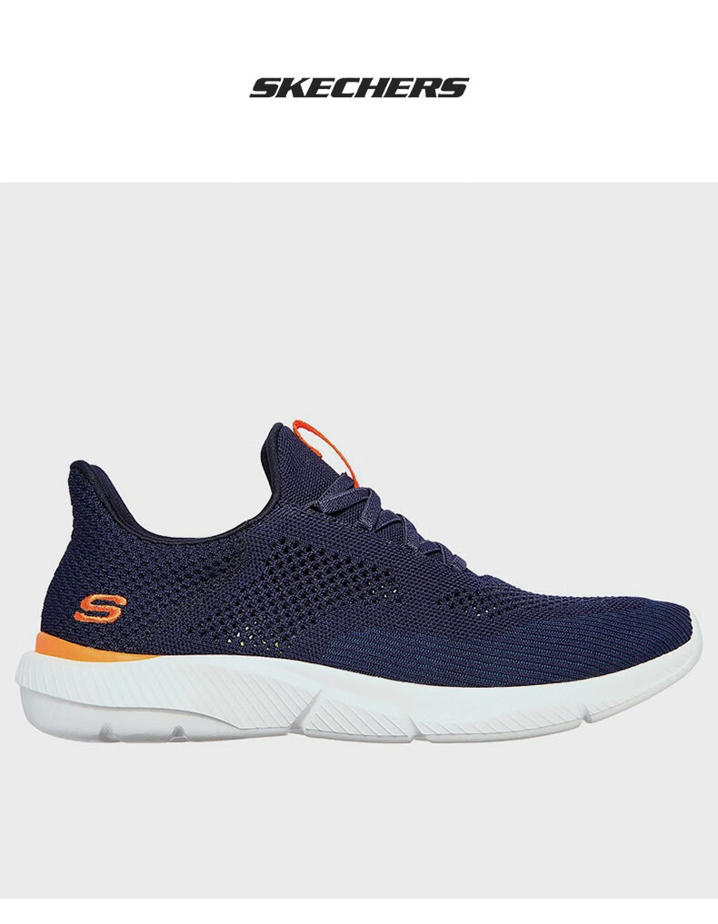 skechers斯凯奇男鞋官方旗舰春秋款跑步鞋减震一脚蹬运动鞋210281海军