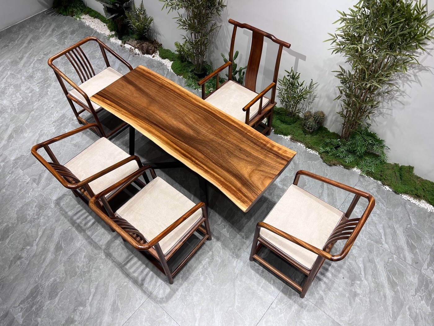 友嘉顺胡桃实木大板茶桌奥坎大板桌原木大板办公桌巴花大板台胡桃木