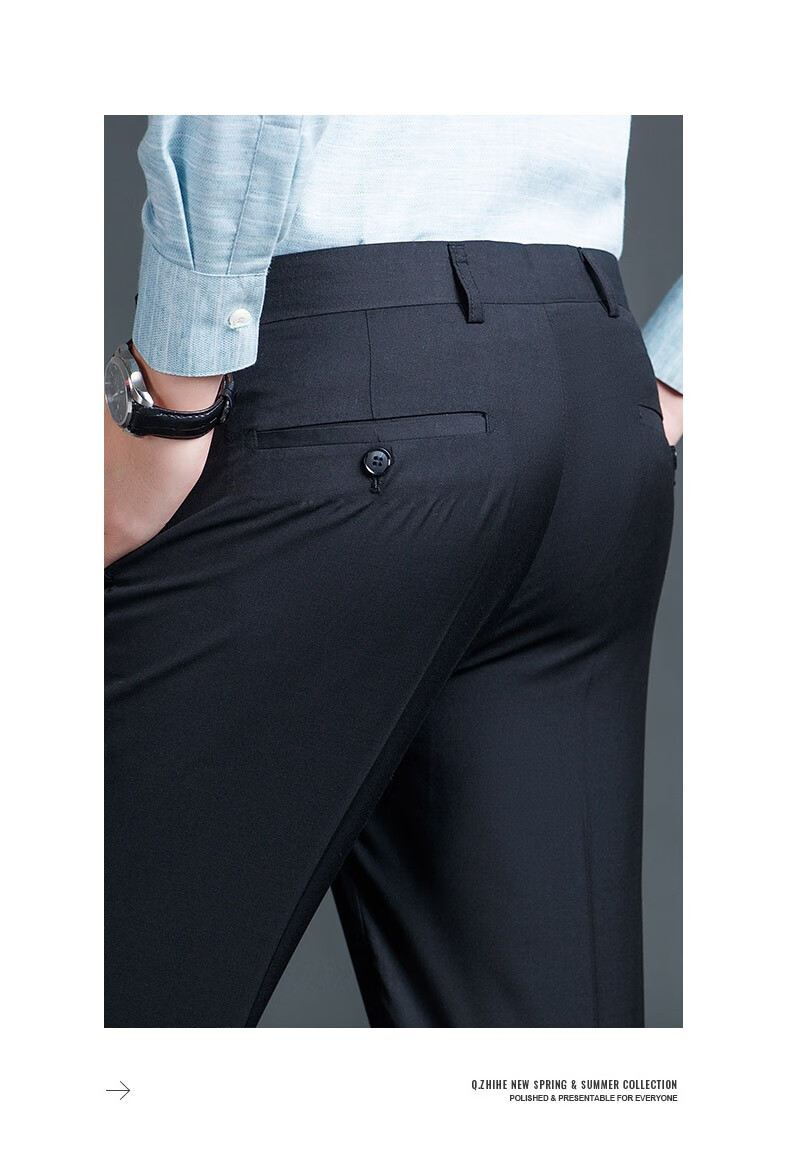 雅鹿西裤男商务休闲正装裤中青年职业工装百搭直筒长裤子 黑色 40