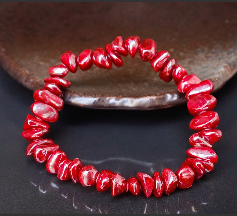 皇家天选天然原石朱砂手串精品透光原矿打磨随形手链本命年男女重量69