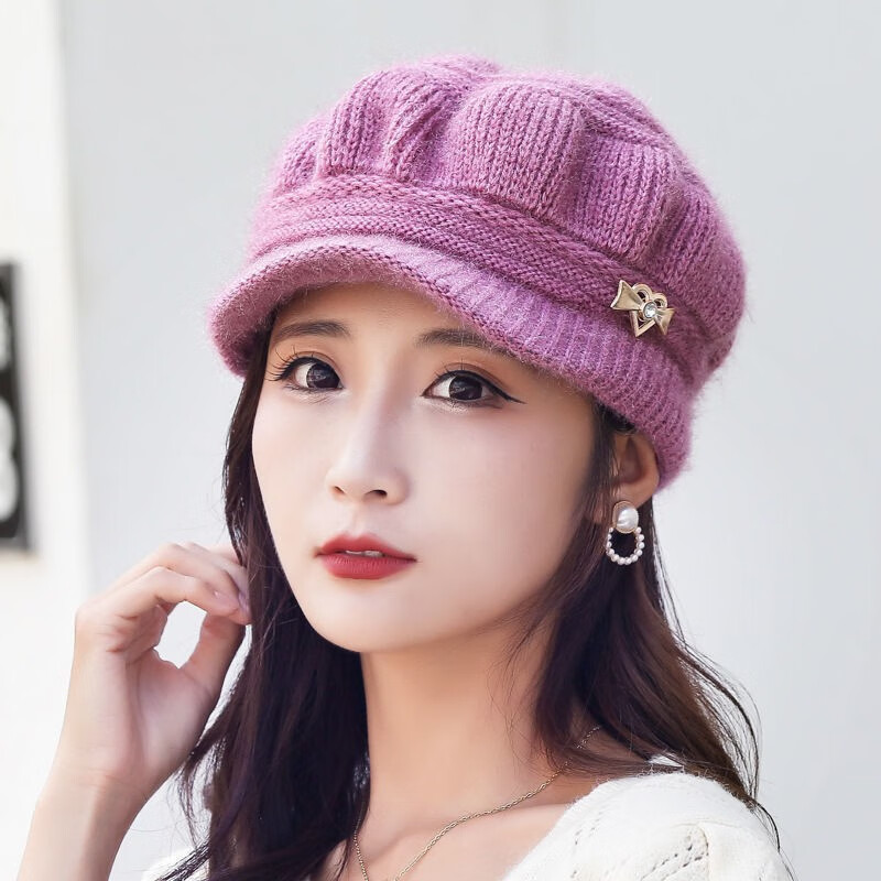 乐卉妈妈帽女冬季时尚保暖帽简约秋冬天妈妈帽子加绒毛线帽妈妈更温暖
