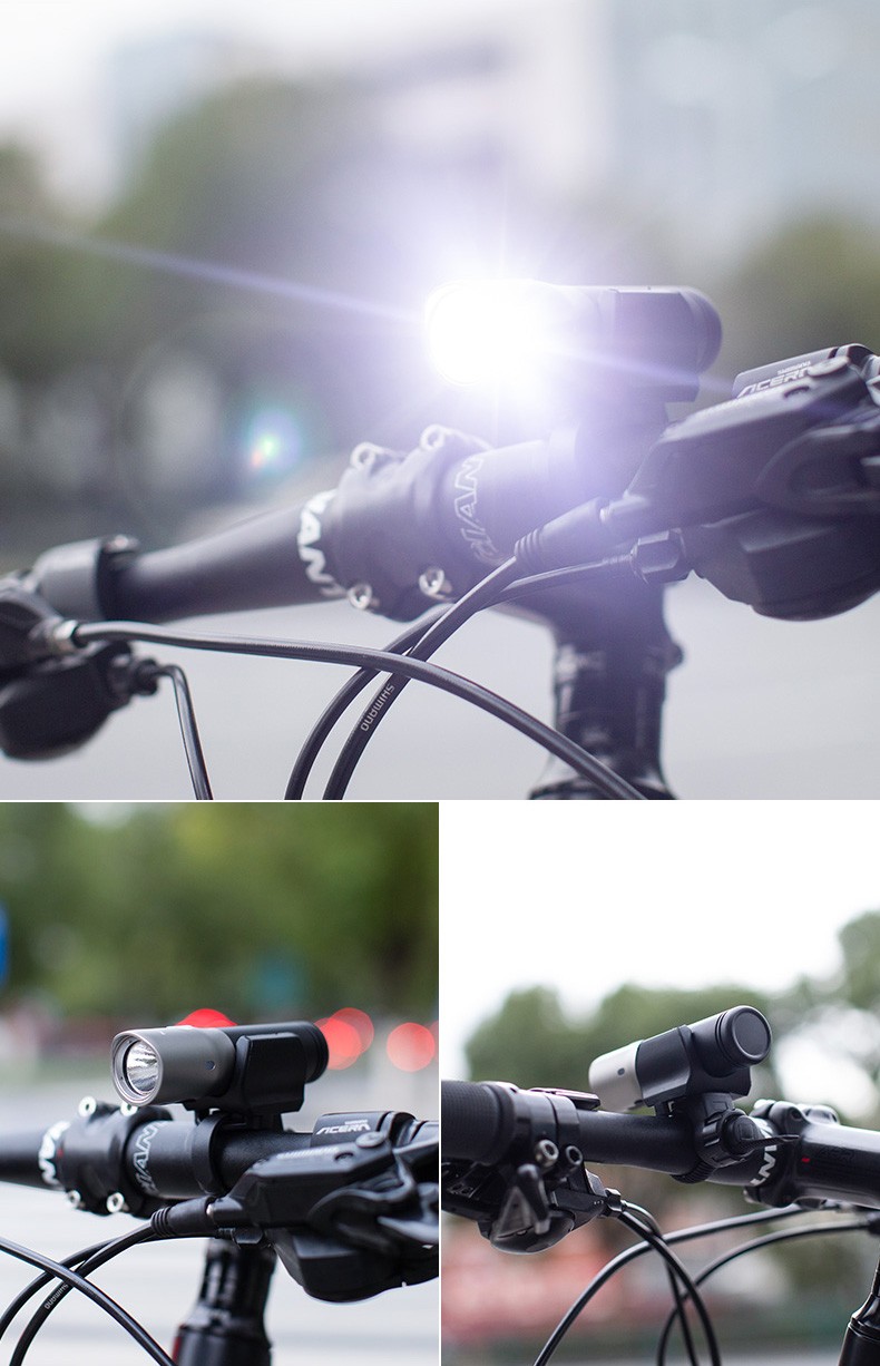 洛克兄弟rockbros自行车灯前灯夜骑强光手电筒usb充电警示公路车骑行