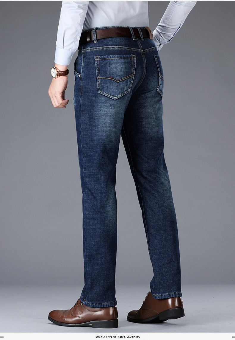 太子龙牛仔裤男春季新款直筒休闲商务加绒弹力裤子蓝黑29