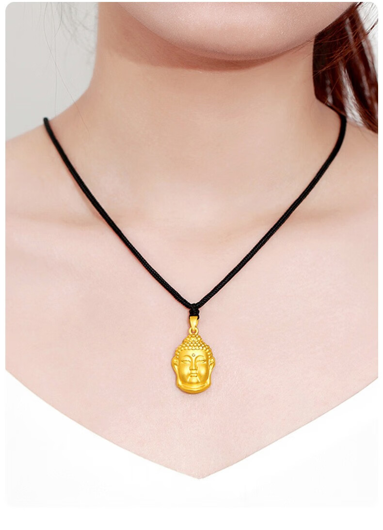 相遇重逢999足金佛头吊坠女金佛黄金项链男士如来佛祖挂坠3d硬金坠子b