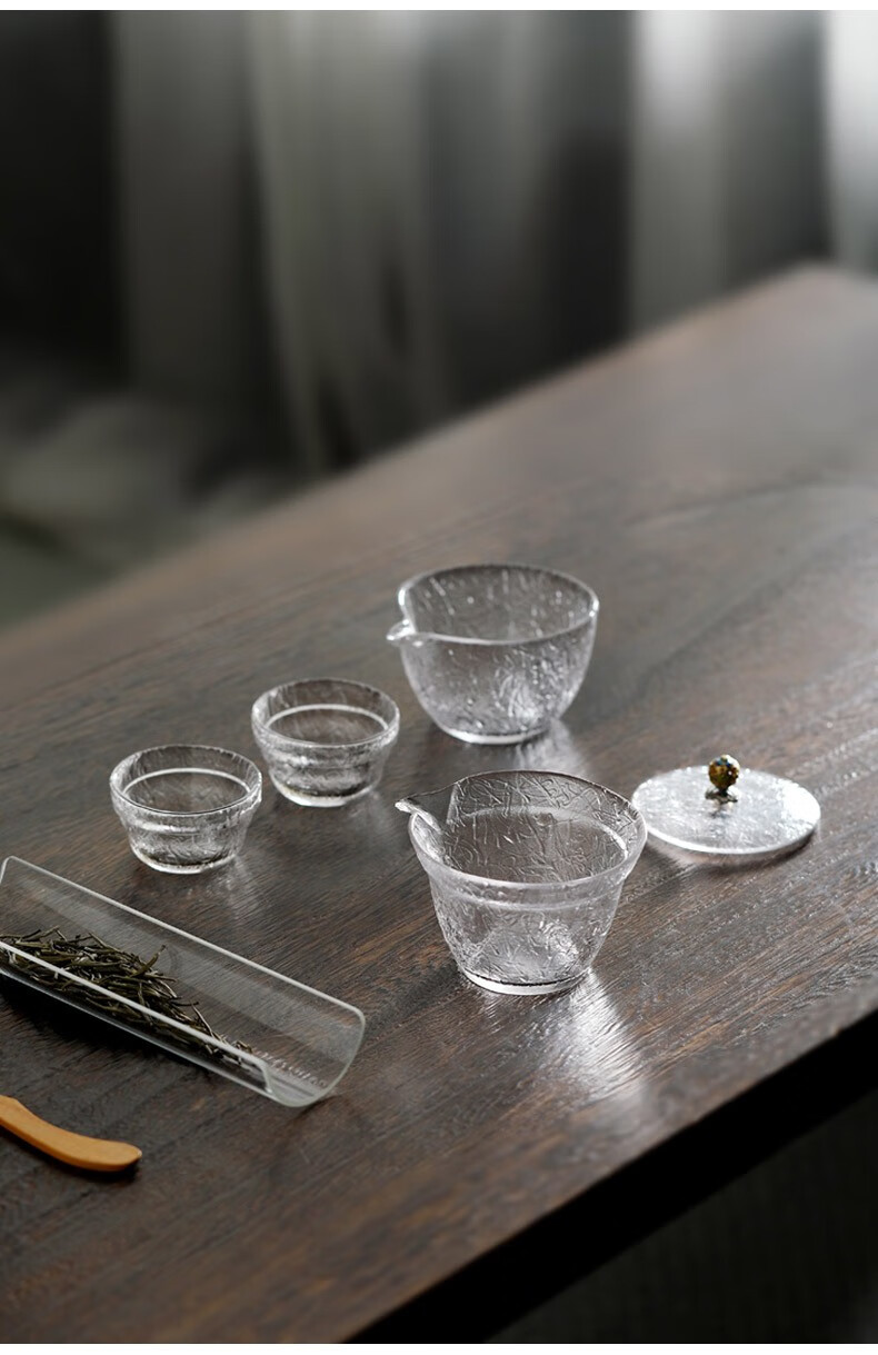 初雪日式玻璃快客杯一壶两杯泡茶盖碗茶杯套装旅行便携式功夫茶具小套