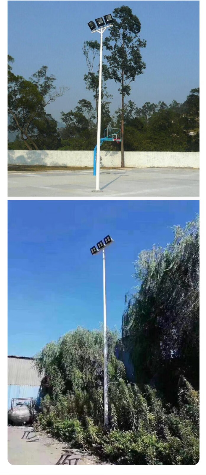 led篮球场照明灯定做球场灯杆6米7米8米10米户外防水杆双头led高杆灯8