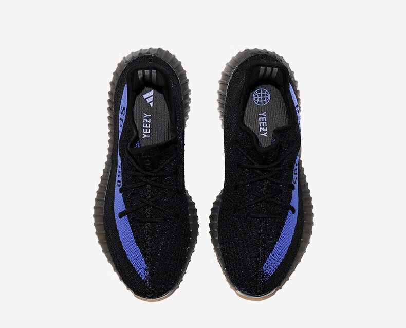 adidas阿迪达斯yeezyboost350v2黑蓝油漆条休闲跑鞋gy7164445