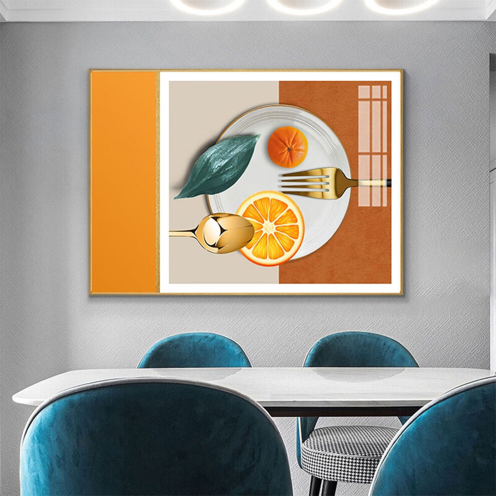 象家餐厅装饰画现代简约轻奢晶瓷画创意酒杯刀叉酒店壁画饭厅挂画大气