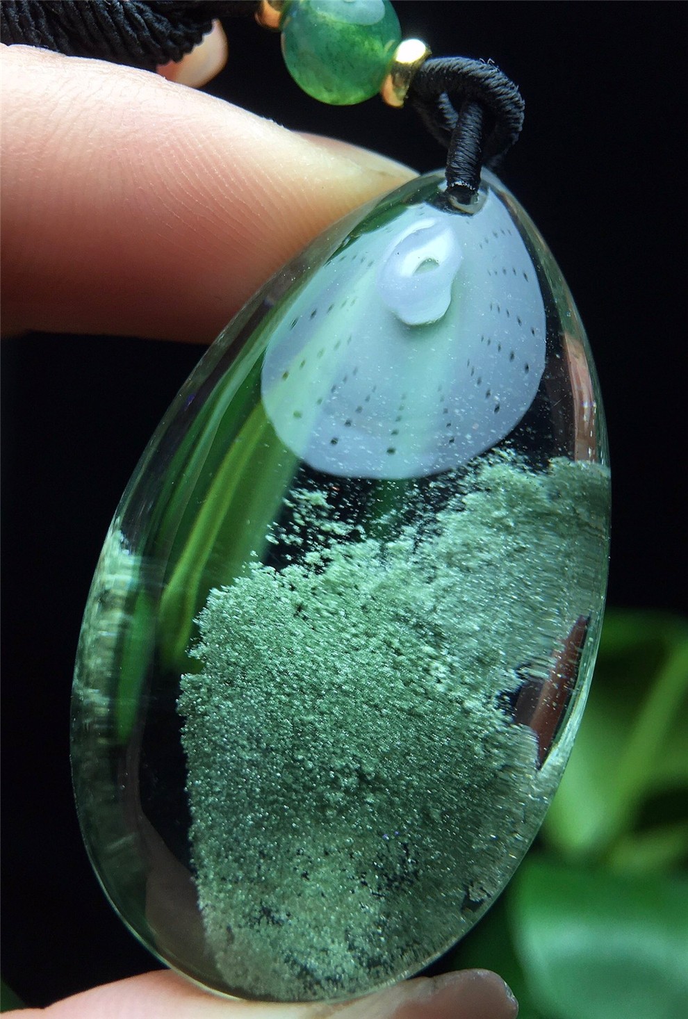 墨辰珠宝天然巴西老矿料绿幽灵水滴吊坠颜色翠绿全包裹晶体干净