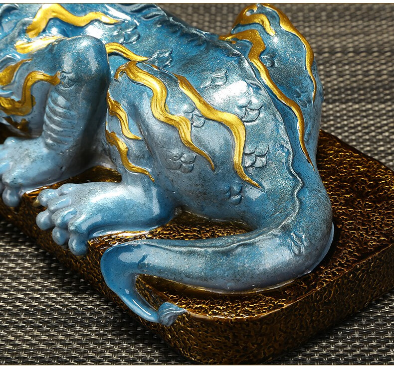 至品诚 彩铜镇水兽桌面摆件新中式家居客厅玄关办公室轻奢装饰品摆设
