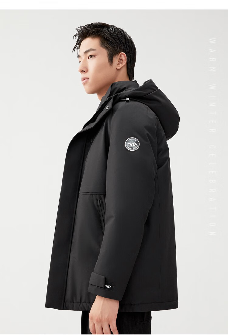 hla海澜之家羽绒服男2021冬季新款时尚保暖鹅绒服男士青年潮流抽绳连