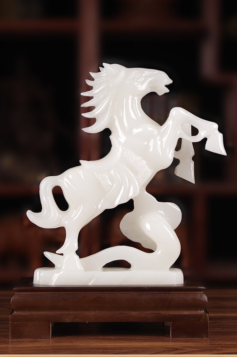居月梦 玉石马摆件马上如意书房客厅艺术品摆设办公室桌面装饰工艺品