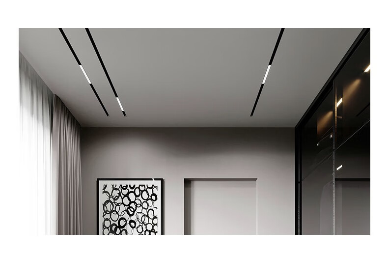 初识磁吸轨道灯全屋定制嵌入式led线条灯客厅家用无主灯照明无边框