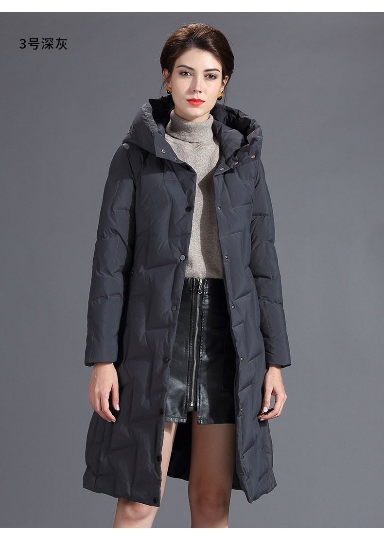 恒源祥羽绒服女中长款韩版修身保暖外套新款过膝长款冬装hhhd578 3号