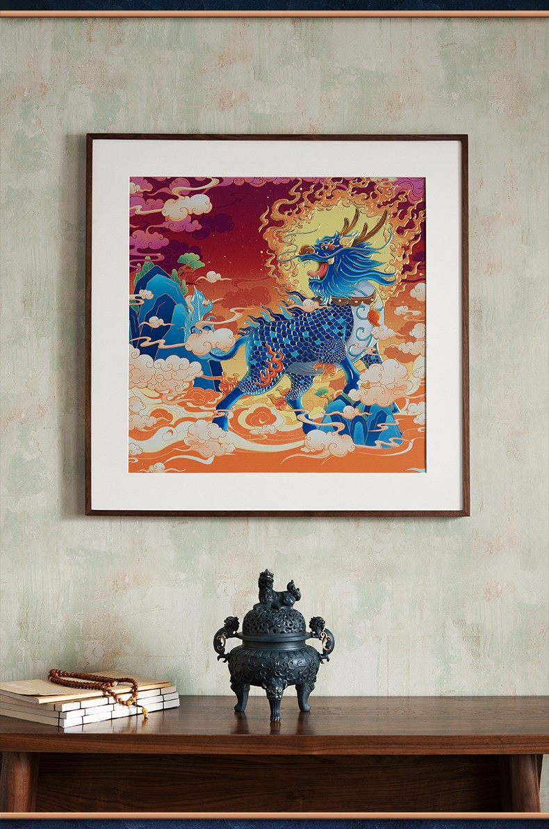 铜师傅手工錾刻铜雕画麒麟祥瑞装饰画玄关画背景画壁画