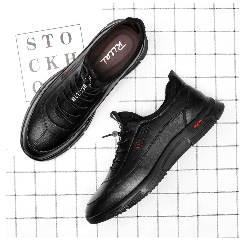 日泰皮鞋男牛皮软底运动休闲鞋男韩版潮流百搭防滑商务休闲男鞋黑色44