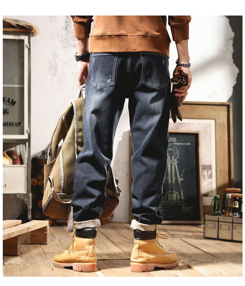 酷万牛仔裤男宽松男士大码胖子弹力修身秋冬哈伦裤男生小直筒休闲加肥